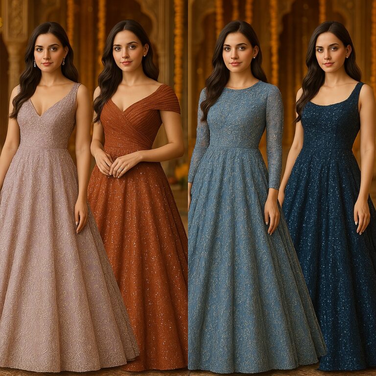 What are the latest and most stylish gowns designs trending for Indian weddings?